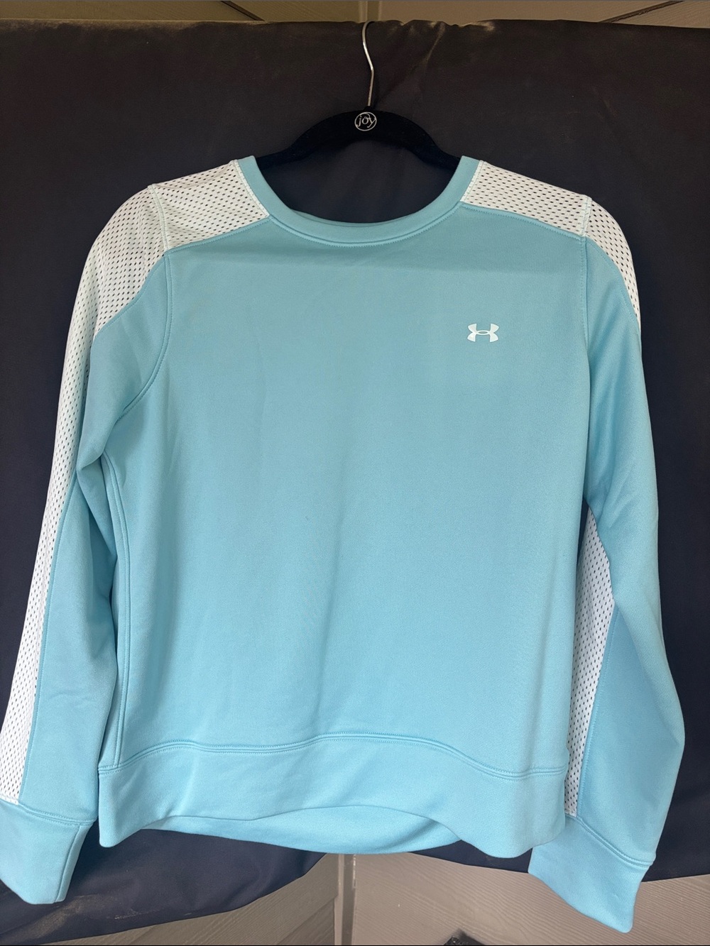 Under Armour Women's Tech Terry Crew Sweatshirt teal blue Size Small white mesh
